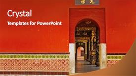  Presentation with chinese temple - Audience pleasing presentation consisting of chinese buddhist temple exterior wall backdrop and a  colored foreground