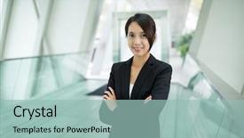  Presentation with chinese chinese - Presentation theme with chinese building - asian businesswoman portrait background and a light blue colored foreground