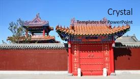  Presentation with blue sky - PPT layouts consisting of chinese building - blue sky temple background and a light blue colored foreground