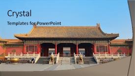  Presentation with forbidden city - Slide deck enhanced with chinese building - pagoda architecture in forbidden city background and a light blue colored foreground