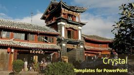  Presentation with old china - Cool new PPT theme with chinese-building-in-old-town backdrop and a tawny brown colored foreground