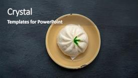  Presentation with dim sum - Slide deck featuring chinese bun - flat lay baozi or bao background and a dark gray colored foreground