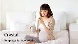  Presentation with tea cup - Audience pleasing theme consisting of chinese bun - pregnancy rest people and breakfast backdrop and a soft green colored foreground