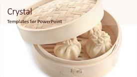  Presentation with bamboo - Presentation having chinese bun - tasty baozi dumplings in bamboo background and a  colored foreground