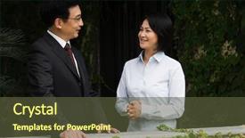  Presentation with retreat - PPT layouts consisting of chinese business colleagues talking background and a tawny brown colored foreground