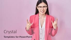  Presentation with music business - Presentation theme featuring chinese-business-young-woman-wearing background and a lemonade colored foreground