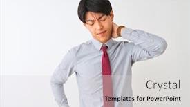  Presentation with tie - Colorful presentation theme enhanced with neck with hand muscular pain backdrop and a light gray colored foreground