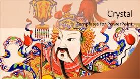  Presentation with calligraphy - Theme consisting of chinese calligraphy - oriental art background and a coral colored foreground