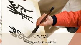  Presentation with calligraphy - Amazing PPT layouts having chinese calligraphy writed backdrop and a lemonade colored foreground