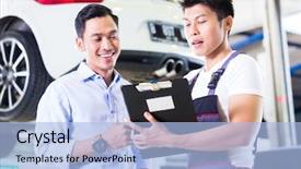  Presentation with maintenance - Cool new theme with asian chinese car mechanic backdrop and a  colored foreground