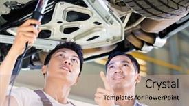  Presentation with medicina tradicional chinesa chinese herb - Audience pleasing slides consisting of vehicle maintenance - asian chinese car mechanic backdrop and a lemonade colored foreground