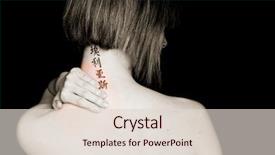  Presentation with real woman hair texture human - Presentation theme consisting of chinese character - short haired woman with asian background and a lemonade colored foreground