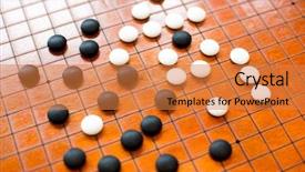  Presentation with restaurant menu black board chalkboard - Slide deck enhanced with chinese chess - black and white stones background and a gold colored foreground