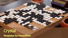  Presentation with board game - Beautiful PPT theme featuring chinese chess - go board and game clock backdrop and a tawny brown colored foreground
