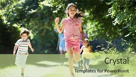  Presentation with walk - Amazing slide set having chinese children - asian family enjoying walk backdrop and a mint green colored foreground