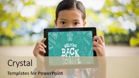  Presentation with back to school virtually - Colorful presentation design enhanced with chinese children - back to school written backdrop and a  colored foreground