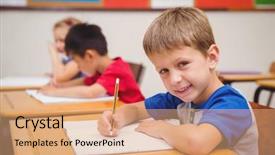  Presentation with elementary school - Beautiful presentation featuring chinese children - cute pupil smiling at camera backdrop and a  colored foreground
