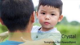  Presentation with father - PPT layouts having chinese children - father embrace with his son background and a  colored foreground