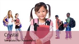  Presentation with diverse children - PPT theme enhanced with chinese children - group of diverse students ready background and a coral colored foreground