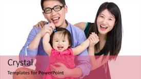  Presentation with frames isolated on white brown - Beautiful PPT theme featuring chinese children - happy family isolated on white backdrop and a coral colored foreground