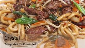  Presentation with chilli - Colorful slides enhanced with chinese chilli beef with noodles backdrop and a coral colored foreground