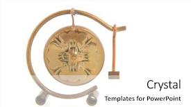  Presentation with copper - Colorful slides enhanced with gongs - chinese copper gong with hammer backdrop and a white colored foreground