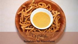  Presentation with noodles - Beautiful slide deck featuring chinese-crispy-noodles-with-sauce backdrop and a red colored foreground