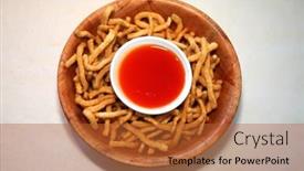  Presentation with noodles - PPT theme with chinese-crispy-noodles-with-sauce background and a red colored foreground