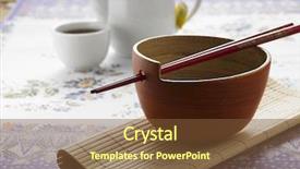  Presentation with chopstick - Audience pleasing PPT layouts consisting of chinese cuisine - chopstick rest on the bowl backdrop and a tawny brown colored foreground
