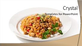  Presentation with rice - Colorful theme enhanced with chinese cuisine - fried rice backdrop and a white colored foreground