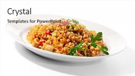  Presentation with chinese chinese - Slide deck enhanced with chinese cuisine - fried rice background and a white colored foreground