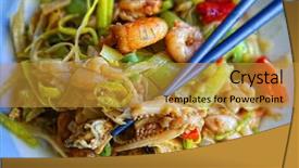  Presentation with seafoods - Amazing slide deck having chinese cuisine - seafoods - shrimps sea scallops backdrop and a  colored foreground