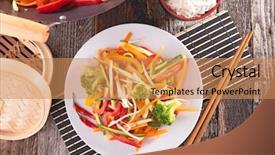  Presentation with hydroponics vegetables hydroponic vegetable - Presentation theme consisting of chinese cuisine - stir fry vegetables background and a coral colored foreground