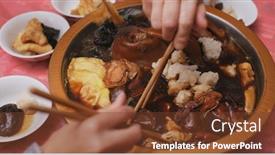  Presentation with chinese chinese - Slides having chinese-cuisine-poon-choi-eating background and a tawny brown colored foreground