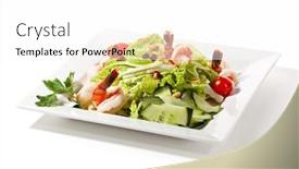  Presentation with shrimps - Audience pleasing presentation design consisting of chinese cuisine - tiger shrimps salad backdrop and a white colored foreground