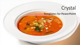 Presentation with medicina tradicional chinesa chinese herb - PPT layouts enhanced with chinese cuisine - tomato soup with beef and mushrooms background and a white colored foreground