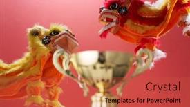  Presentation with chinese culture - Slide set consisting of chinese-culture-lion-dance background and a red colored foreground