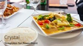  Presentation with chicken curry - PPT theme with chinese-curry-dish-with-chicken background and a soft green colored foreground