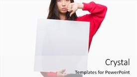  Presentation with asian - PPT theme consisting of chinese decline - young asian woman holding banner background and a white colored foreground