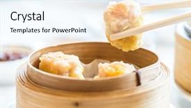 Presentation with dim sum shumai steamed - Slides consisting of chinese dim sum shumai - steamed background and a sky blue colored foreground