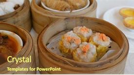  Presentation with chinese restaurant - Presentation theme featuring chinese dim sum background and a tawny brown colored foreground