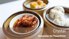 Presentation with dim sum - PPT layouts with chinese dim sum background and a tawny brown colored foreground
