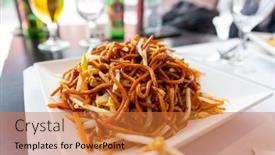  Presentation with chinese chinese - Presentation theme featuring chinese-dish-chow-mein-noodles background and a red colored foreground