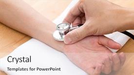  Presentation with patient safety - Cool new slide deck with chinese doctor checking patients pulse backdrop and a sky blue colored foreground