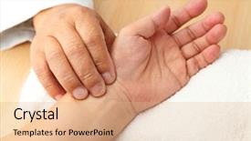  Presentation with pulse - Slide deck having chinese doctor diagnose pulse background and a coral colored foreground