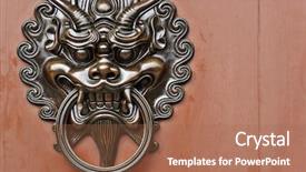  Presentation with lion - Colorful presentation theme enhanced with chinese dragon - lion door knob backdrop and a coral colored foreground