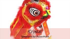  Presentation with traditional dancing - Audience pleasing presentation design consisting of chinese dragon - traditional dancing lion isolated backdrop and a coral colored foreground