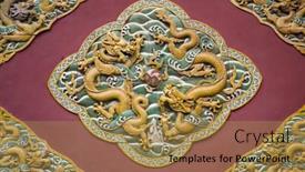  Presentation with chinese dragon - Amazing slides having chinese dragon decoration on the wall backdrop and a gold colored foreground