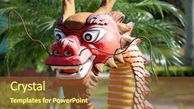  Presentation with macau - PPT theme enhanced with chinese dragon statue in macau background and a tawny brown colored foreground