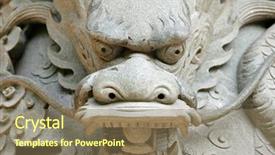 Presentation with chinese dragon - PPT theme enhanced with chinese dragon statue in temple background and a coral colored foreground